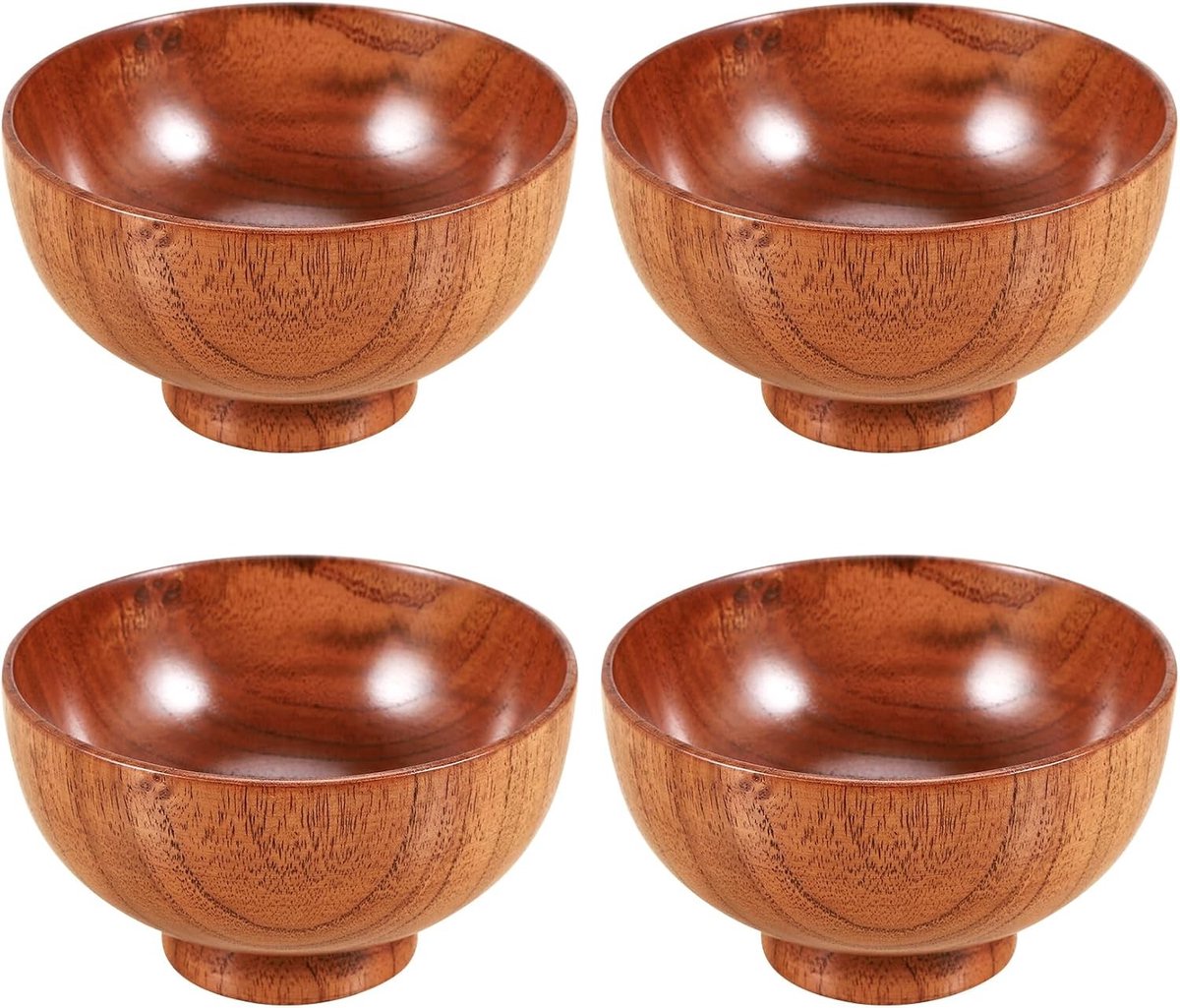 Houten Japanse Pastaschaal - Natuurkleur - Diameter 11,5 cm - Massief Jujube Hardhout - Voor Soep en Decoratie