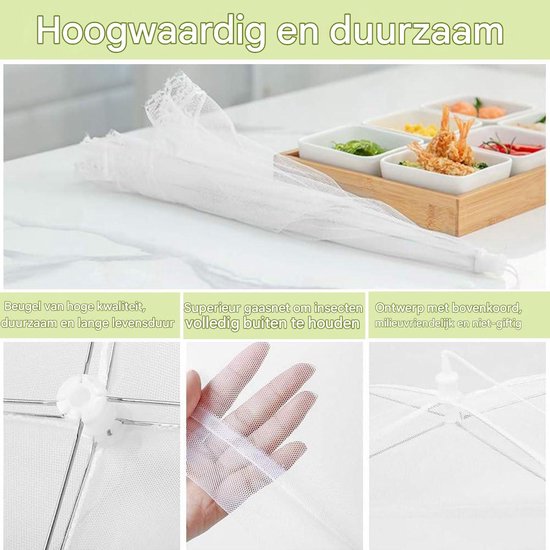 longziming - Opvouwbare Voedselkap - Vliegenkap voor Voedsel, Fruit en Taart - Bescherming tegen Vliegen - Voor Barbecue, Feestjes, Camping en Picknick - Pop-Up - 43 x 43 cm — afbeelding 3