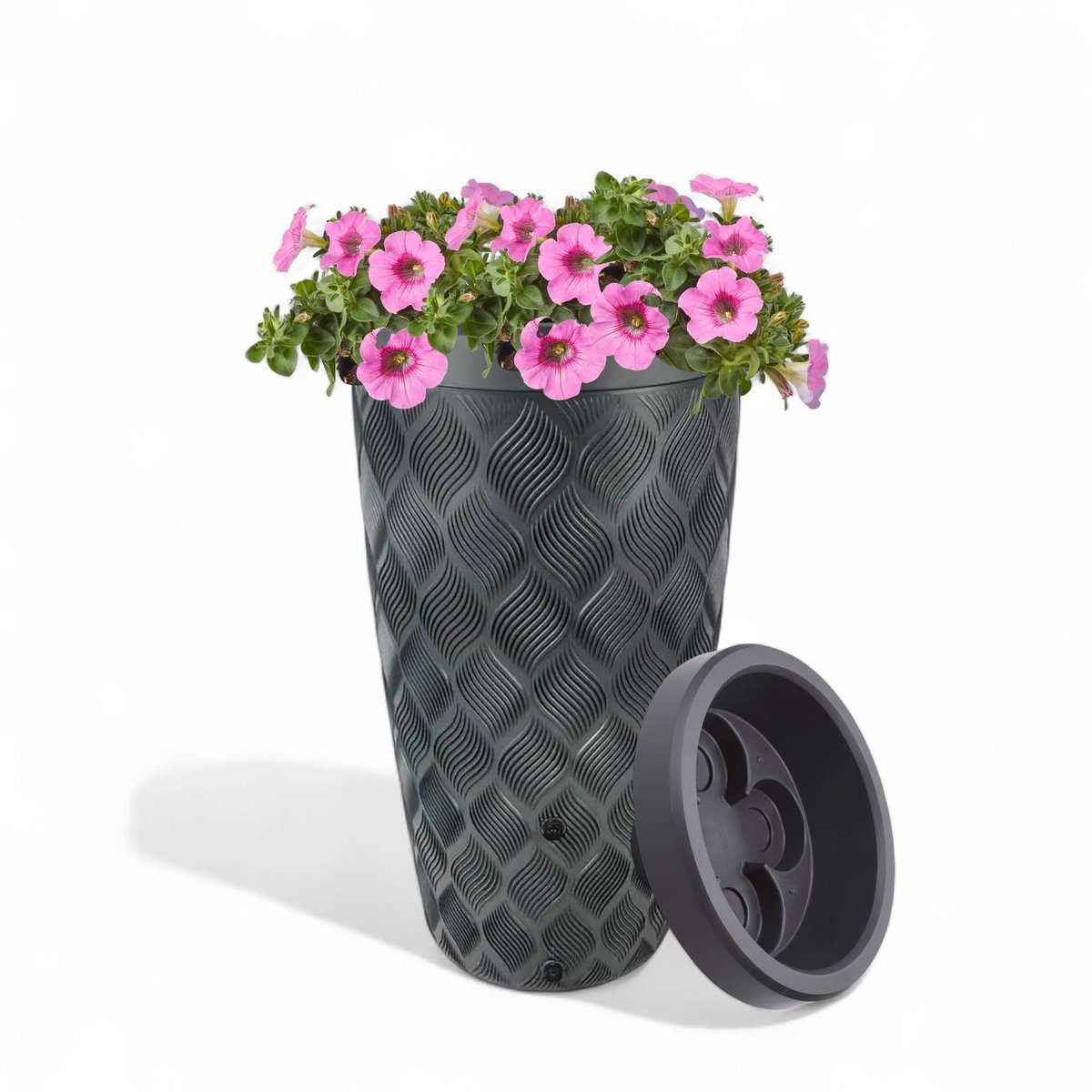 Famanu – Design regenwatertank van 240 liter, 112 cm hoog, zonder afvoerpijpaansluiting, waterreservoir voor tuin in antraciet