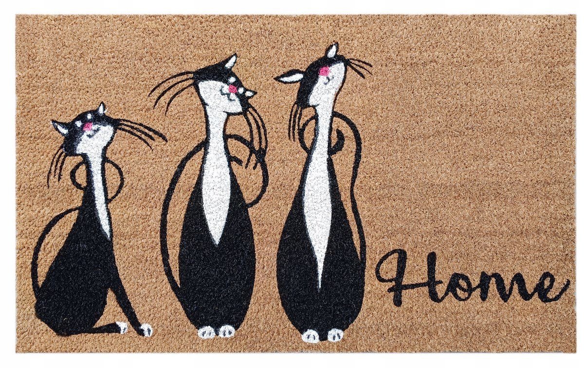 FLOOR GARDENS Deurmat Home 3 Katten 45 x 75 cm Kokosvezel Bruin