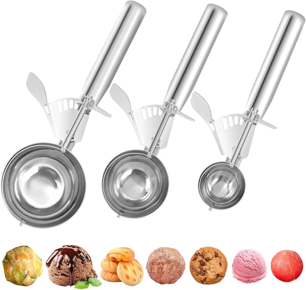 Koekjesschepjes Set van 3 - Roestvrij staal - 7 cm, 5.8 cm, 4 cm - Duurzaam en Multifunctioneel - Voor Bakken en Porties