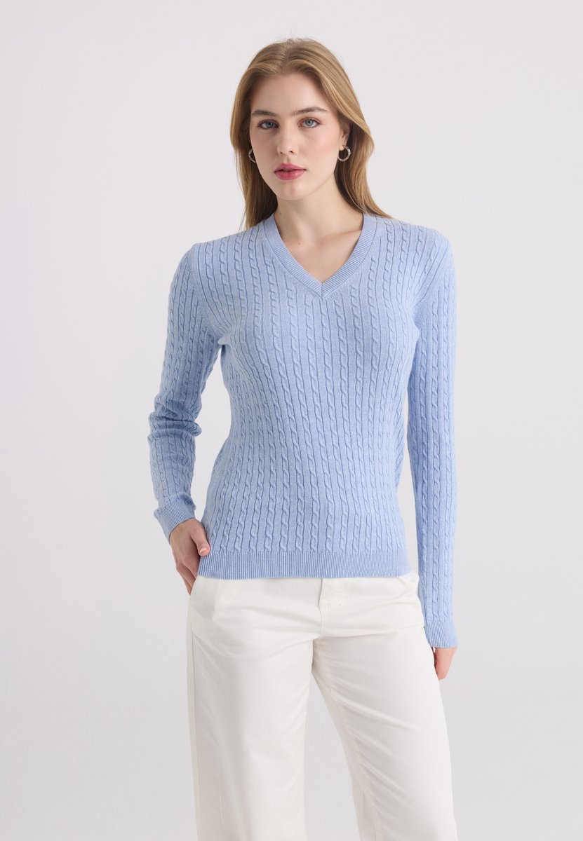 Felix Hardy Trui Met V-Hals - 100% Katoen Dames Blauw - Xl