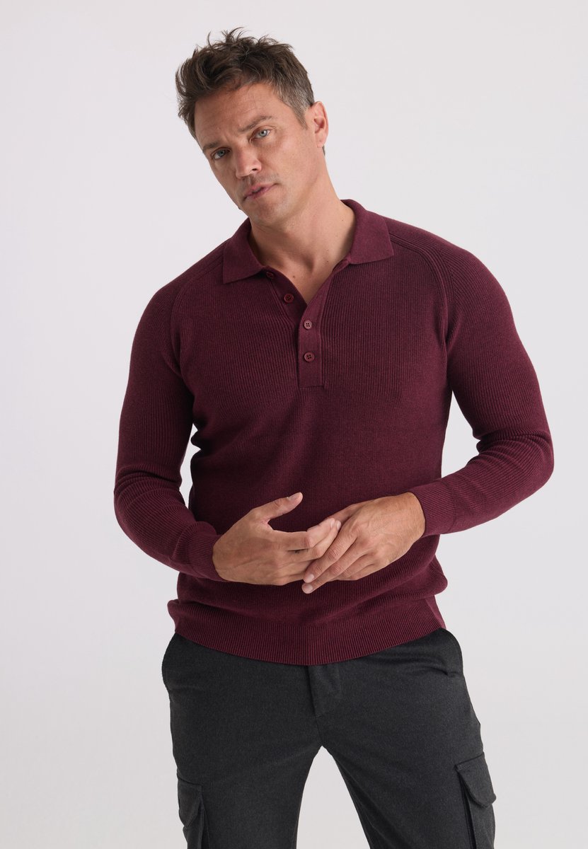 Felix Hardy Trui Met Polokraag - 100% Katoen Heren Bordeaux - M