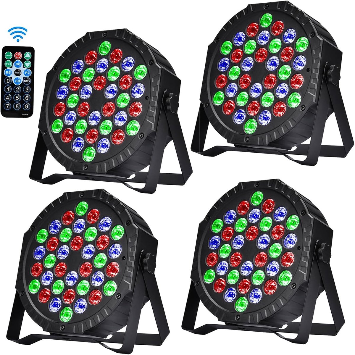 Led-podiumverlichting - Multicolor - 4er Pack - RGB Met Afstandsbediening - Voor Feesten en Evenementen