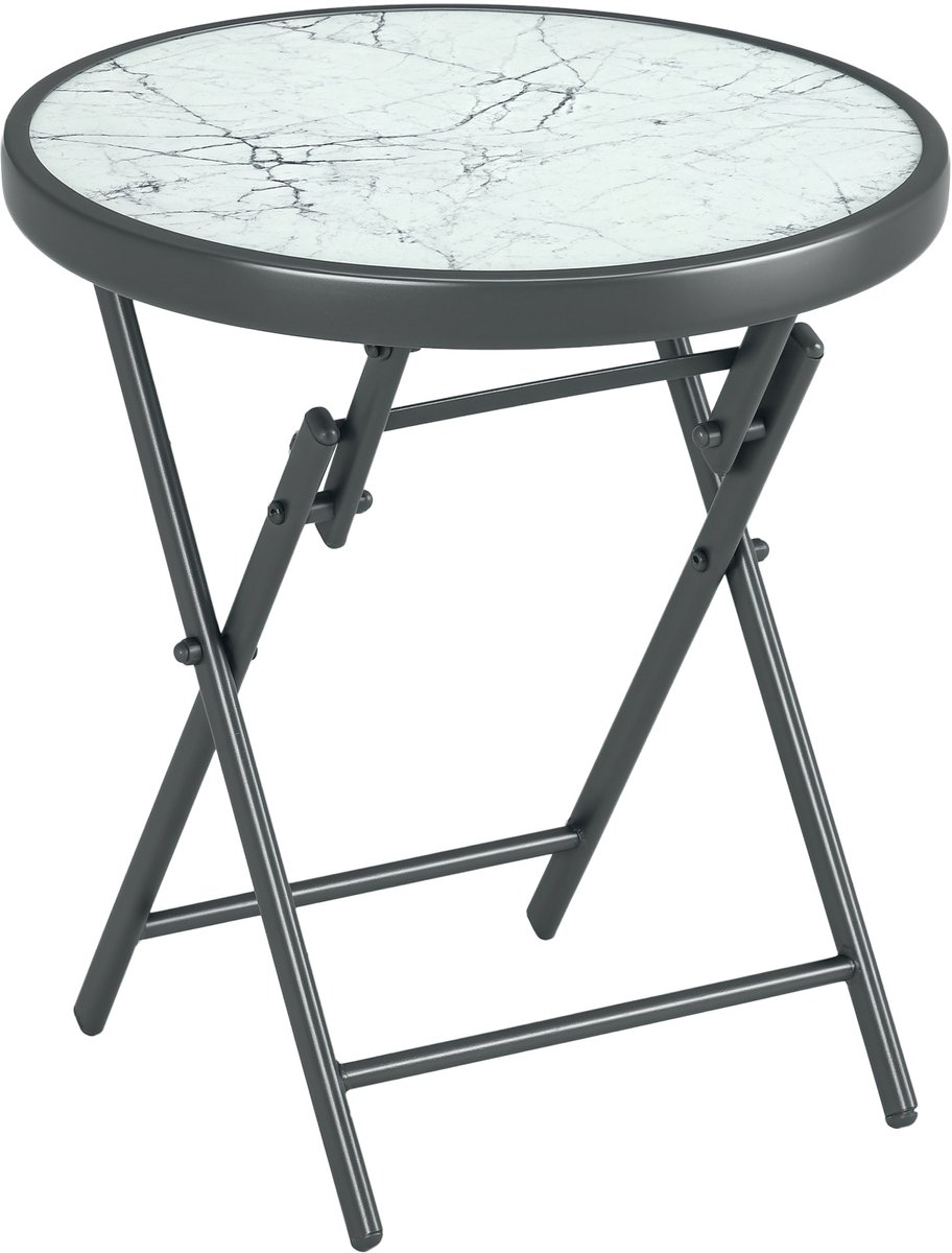 Outsunny bijzettafel voor op het terras - Metaal - 45x45x50cm - Wit