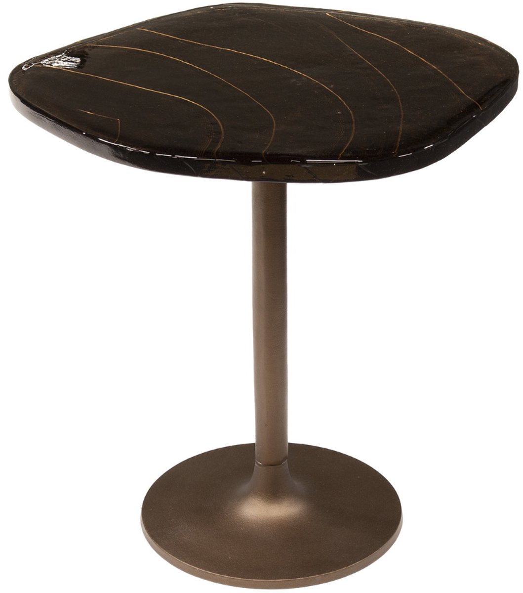 Giga Meubel Bijzettafel Eclipse - Koper Metaal/Glas - 53x42x50cm