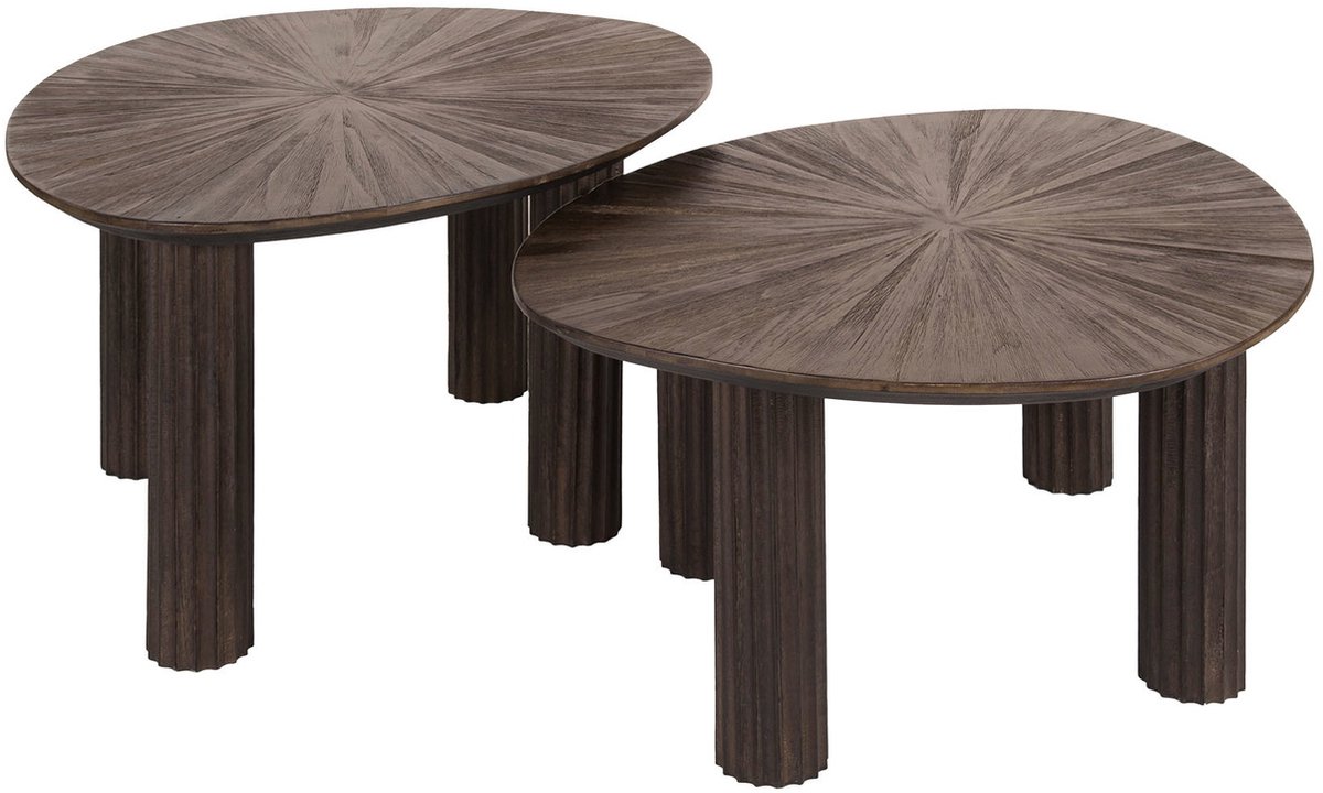 Giga Living Giga Meubel Salontafel Maya - Donkerbruin Hout - Set van 2 - 60x50x43cm