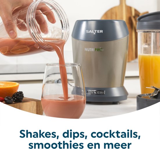 Salter Nutripro 1000W Blender Met 2 Reisbekers, Rvs Behuizing van Merkloos — afbeelding 2