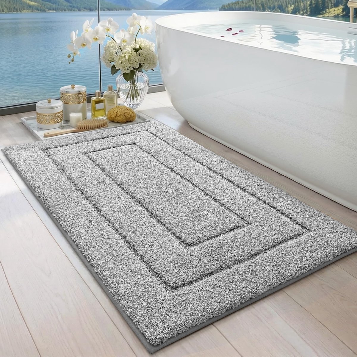 DEXI Bathroom Rug 43x24, Non Slip Washable Bath Mat for Shower Floor, Extra Large Absorbent Soft Bathmat with Rubber - ShopVlot