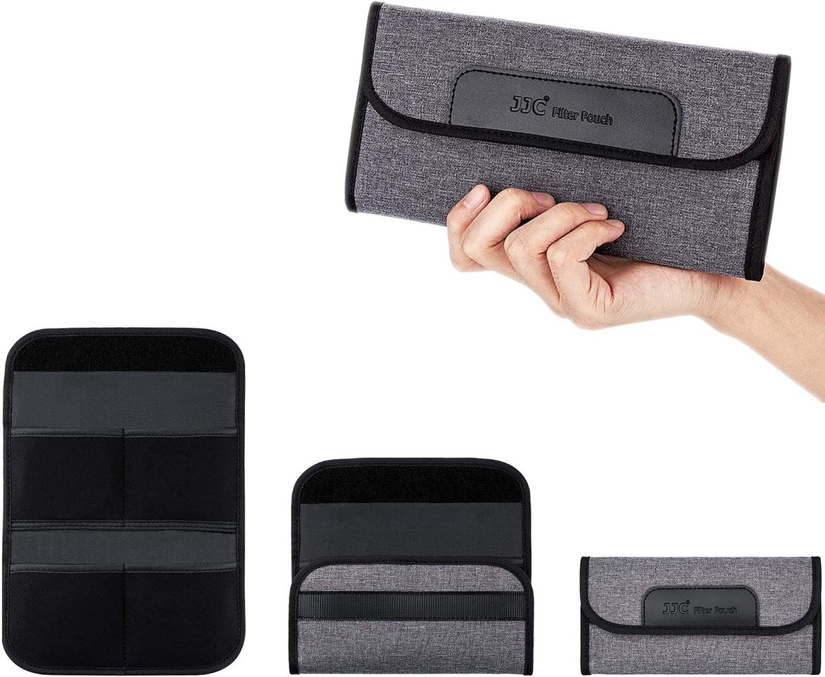 Professionele Camera Filter Tas met 4 Vakken voor Filters tot 58mm, Zwart en Duurzaam Ontwerp