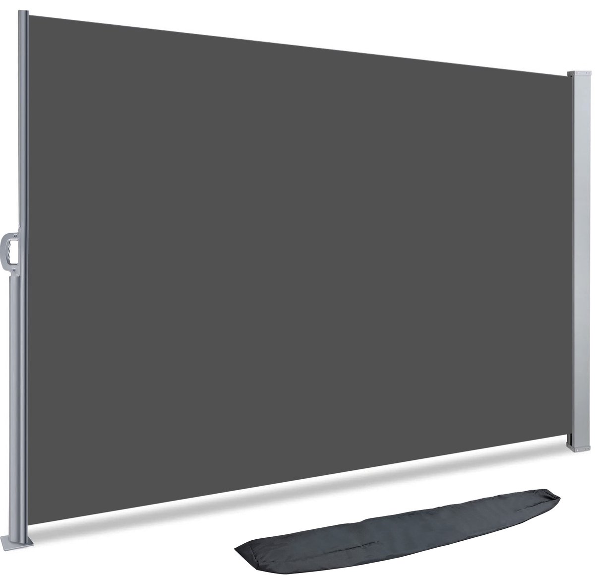 Famanu – Uittrekbare zijluifel voor balkon, tuin en terras, inkijkbescherming, windscherm, waterdicht, zonwering, 140 x 300 cm, grijs