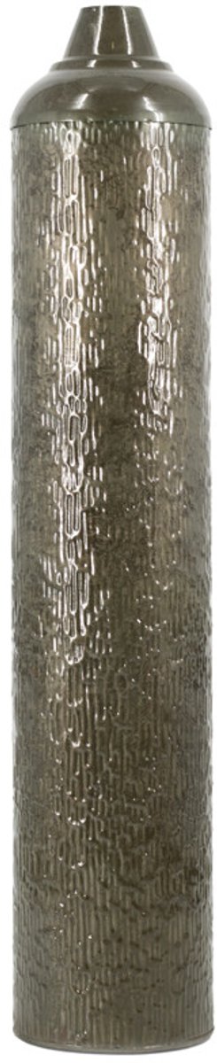 Metalen vaas striped olive stone