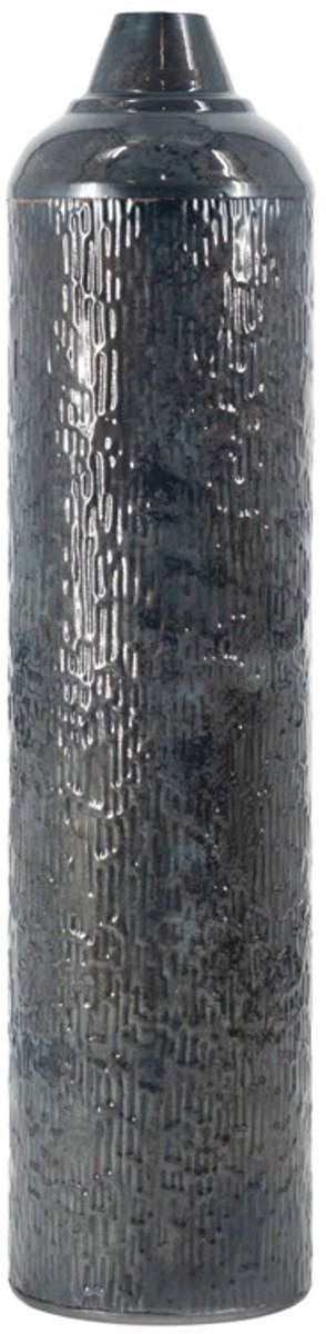 Metalen vaas striped blue stone