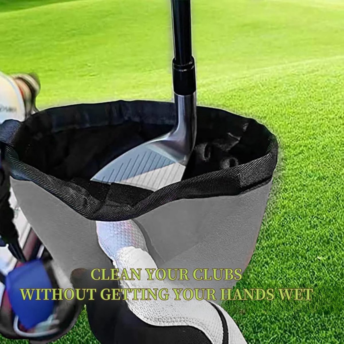 Reinigingszak voor Golfclubs en Golfballen - Zwart - 16 x 13,5 x 8 cm - Waterdicht en Machinewasbaar - Voor Golfaccessoires