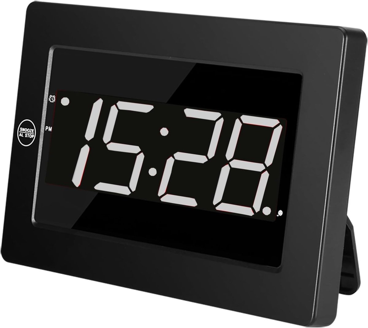 Digitale Wandklok - Zwart-wit - LED-display - Werkt op Batterijen met Helderheid Instelbaar - Voor Woonkamer of Slaapkamer