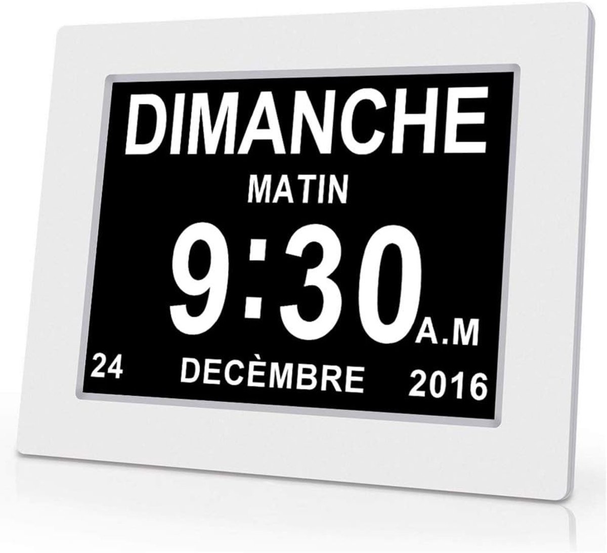 Digitale Klok met Kalender - Wit - 8 Inch - LED-display - Voor Ouderen en Mensen met Geheugenproblemen