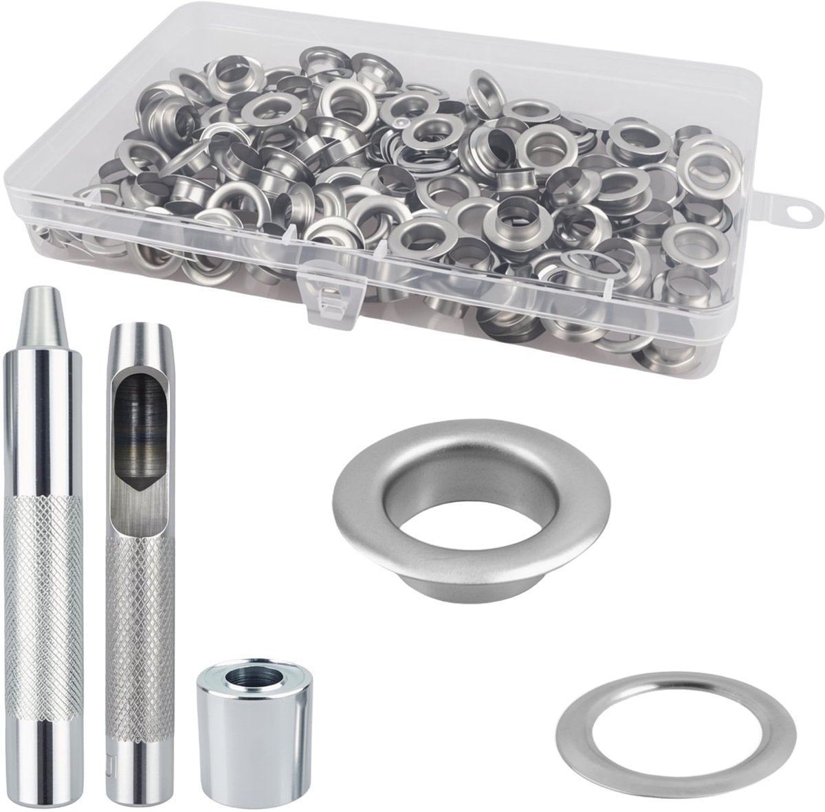120 Stks Oogje Tool Kit, 10mm Grommet Set Roestvrij Staal Met Opbergdoos - ShopVlot