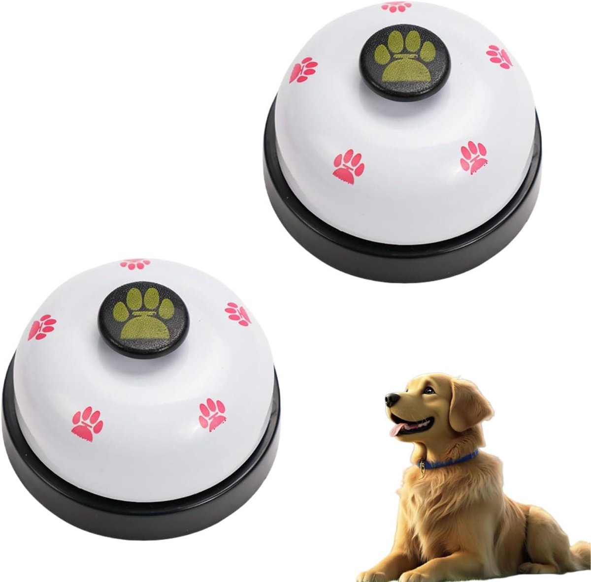 Huisdiertrainingsbellen - Tafelbellen - Zindelijkheidstraining - Set van 2 stuks - 7.2 cm diameter - Zwart