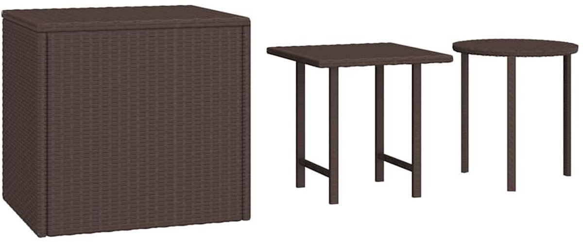 vidaXL Bijzettafels - 3 - st - poly - rattan - bruin