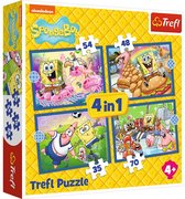 Doos van een 4-in-1 Spongebob Trefl puzzel.