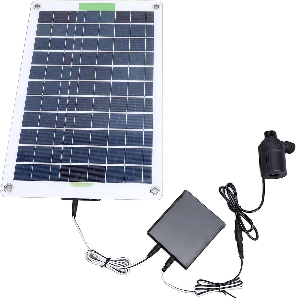 Zonne-energie Waterpomp Set met 100W Monokristallijn Zonnepaneel en 5m Lift, Stille Tuinpomp met Energieopslag voor Tuin, Binnenplaats en Vijver