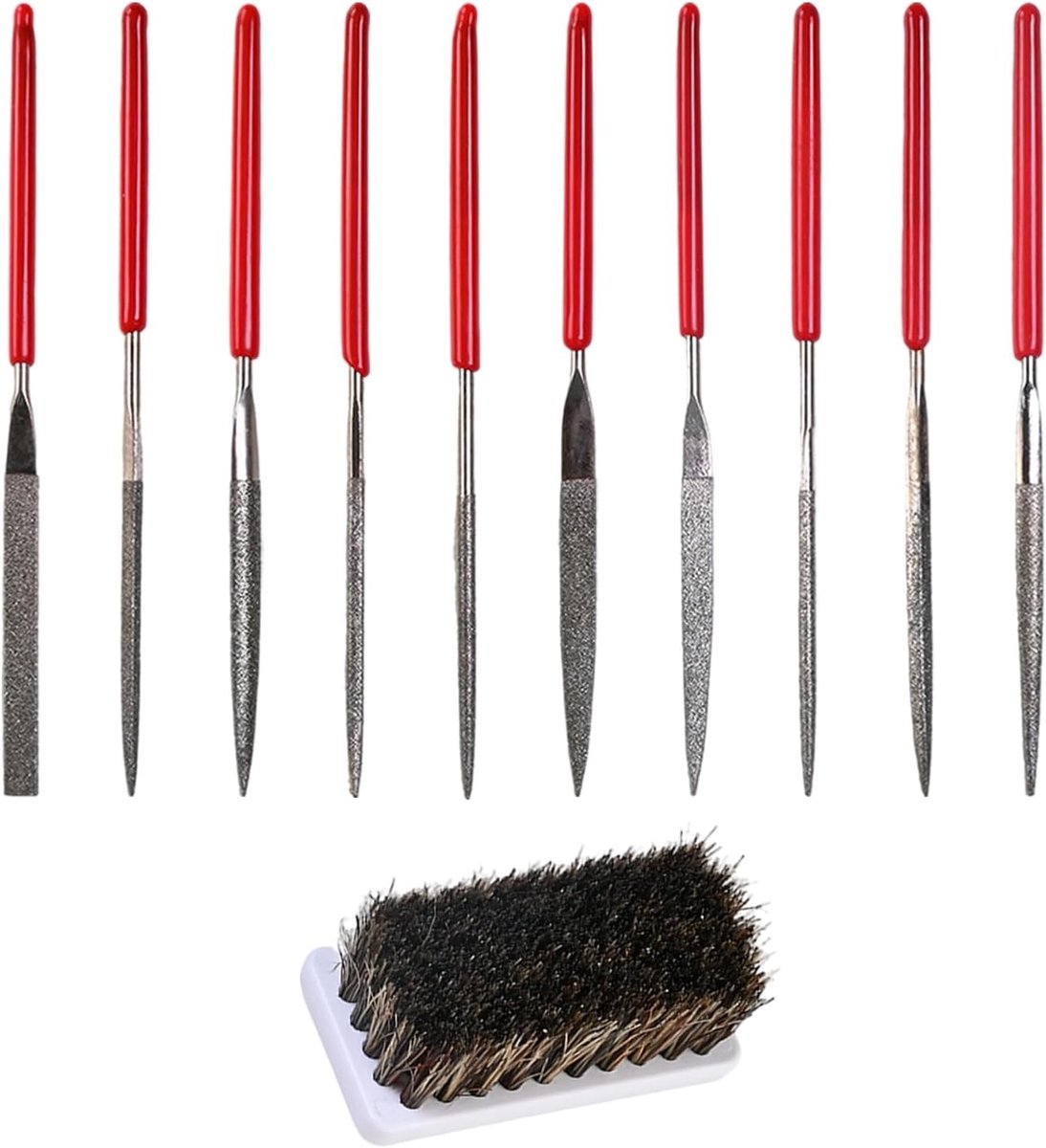 Set van 10 Diamant Vijlensets, 2 x 100 mm, Mini Ronde Vijlen voor Precisiewerk in Metaal, Hout en Plastic
