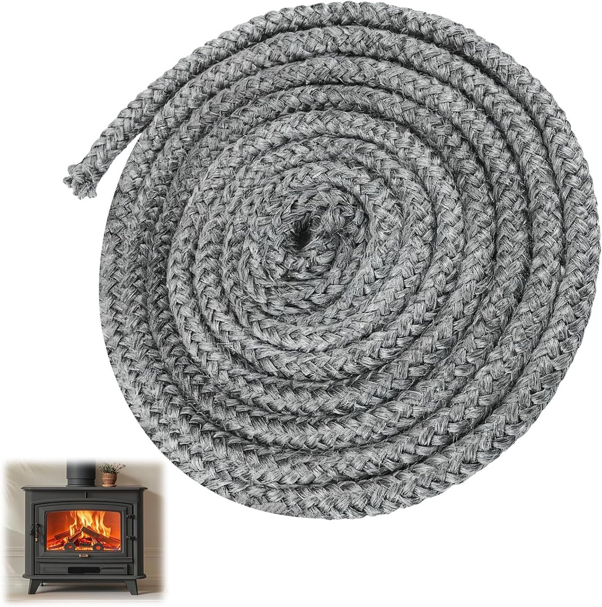 Afdichting voor open haard - afdichtingskoord voor glazen inzetstuk - 8 mm x 3 m - afdichting voor houtkachel - geschikt voor haardafdichtingen van glasvezel voor houtkachels