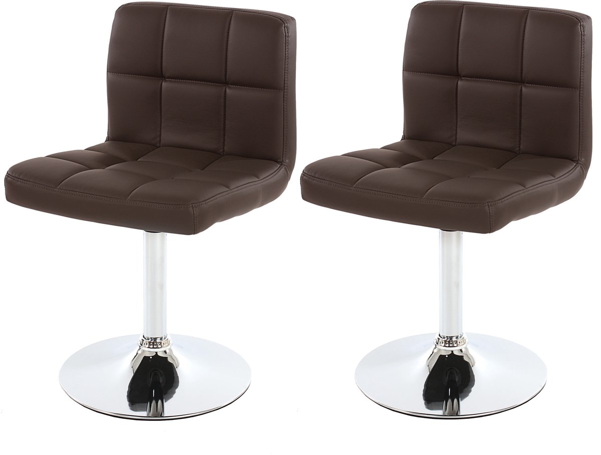 MCW Set van 2 eetkamerstoelen Bureaustoel Stoel Kavala kunstleer chroom ~ bruin