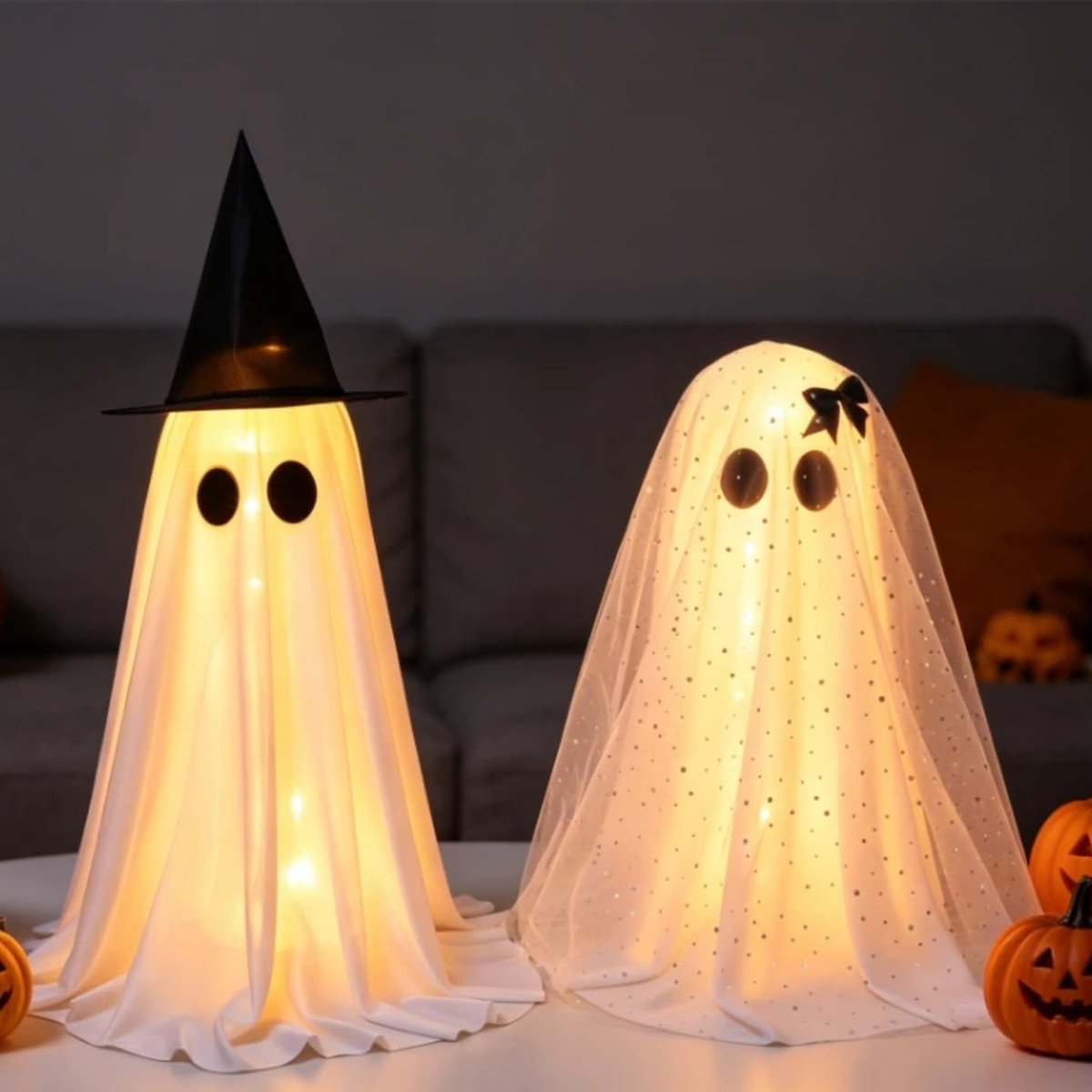 Halloween Spookdecoratie met Heksenmotief, Verlichte Spookfiguren, Schattig en Griezelig Ontwerp, Doe-het-zelf Decoratie voor Binnen en Buiten, Tuin, Veranda en Halloweenfeest
