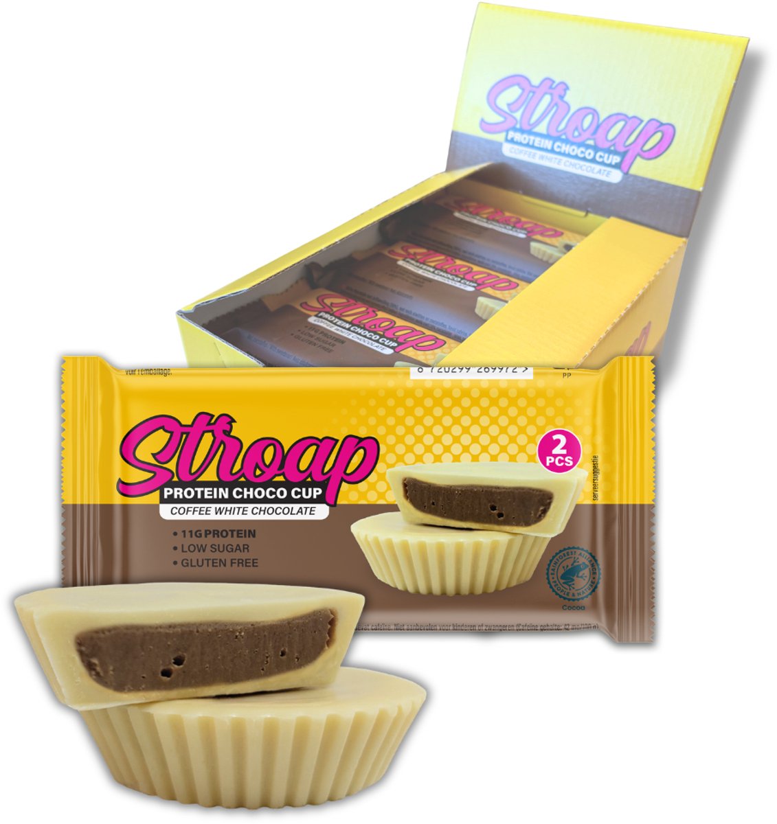 Stroap Witte Chocolade Koffie - Display (12st à 42g) - Proteine repen - bars - glutenvrij - afvallen - chocolade - koffie - witte chocolade