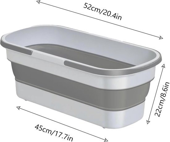 Opvouwbare Mop Emmer - Schoonmaak Kuip - Efficiënt Schoonmaken - Met Wielen en Wasbord - 12 Liter Capaciteit - Wit Grijs — afbeelding 5