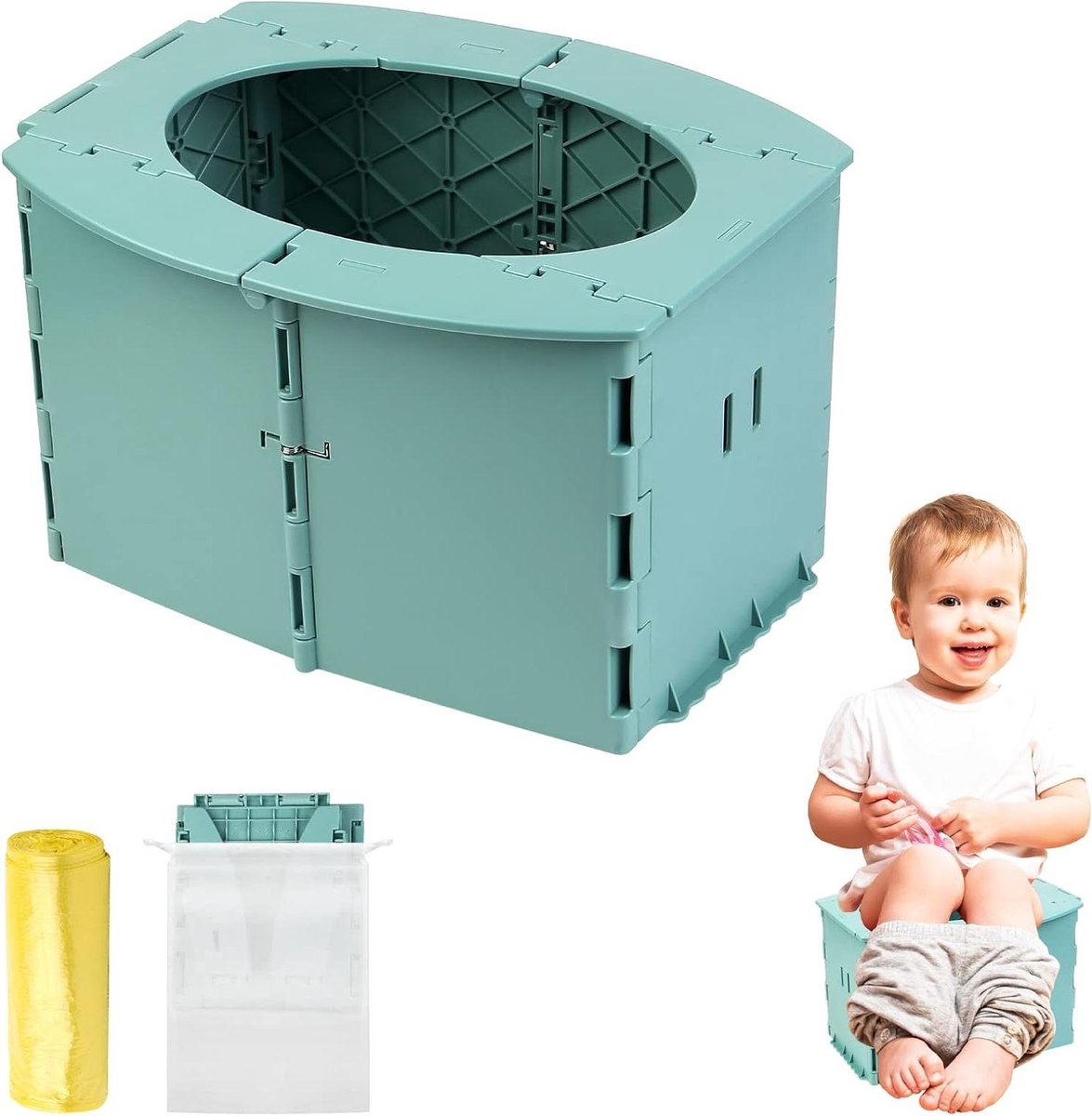 Kindertoilet - Reispotje - Zindelijkheidstraining - Opvouwbaar en draagbaar - Compact formaat - Groen