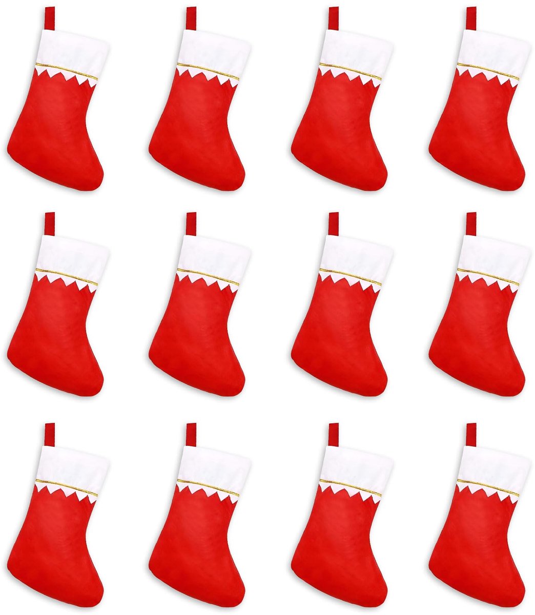 Famanu Gepersonaliseerde kerstkousen, set van 12 stuks, rood, kerstman laarzen om te vullen, grote kerstkous