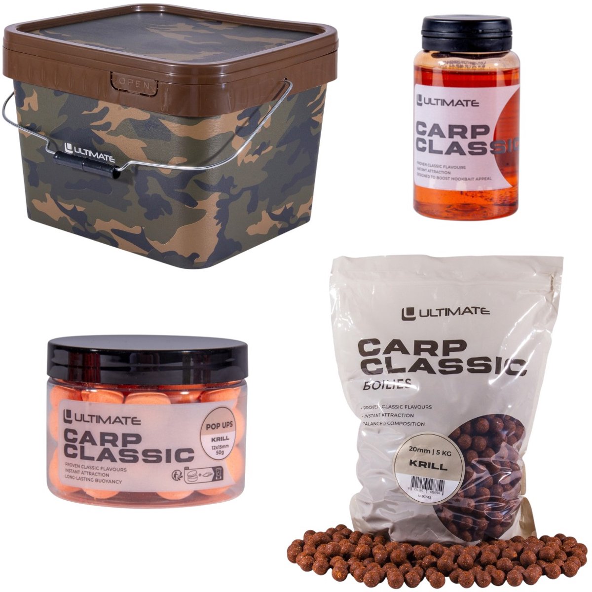 Ultimate Bucket Deal Carp Classic Krill (Incl. 5kg boilies) - Karper Set