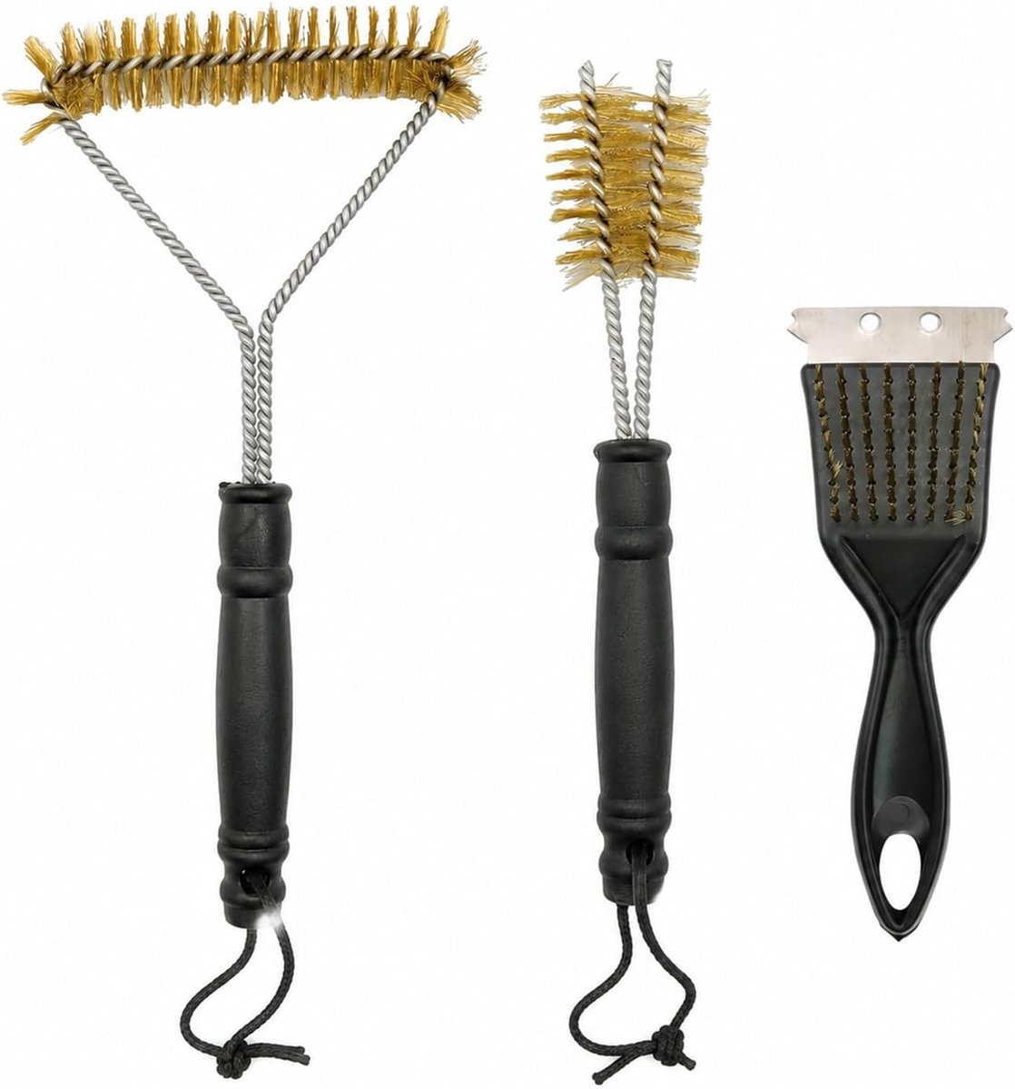 Grillborstel Set - Koperkleurig - 30 cm - Messing Borstels voor Grillreiniging - Voor Gas- en Houtskoolbarbecues