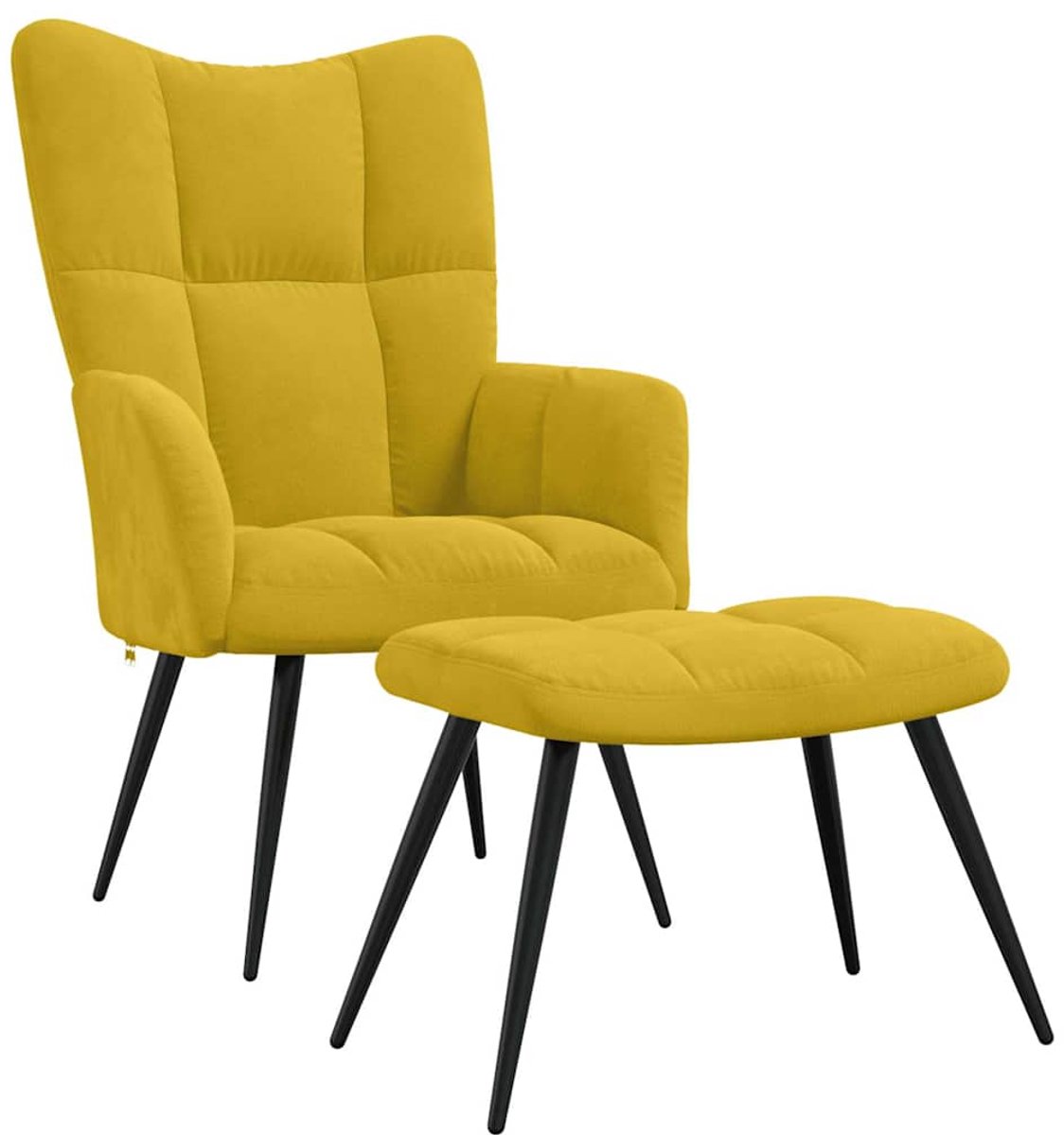 vidaXL Relaxstoel - met - voetenbank - fluweel - mosterdgeel