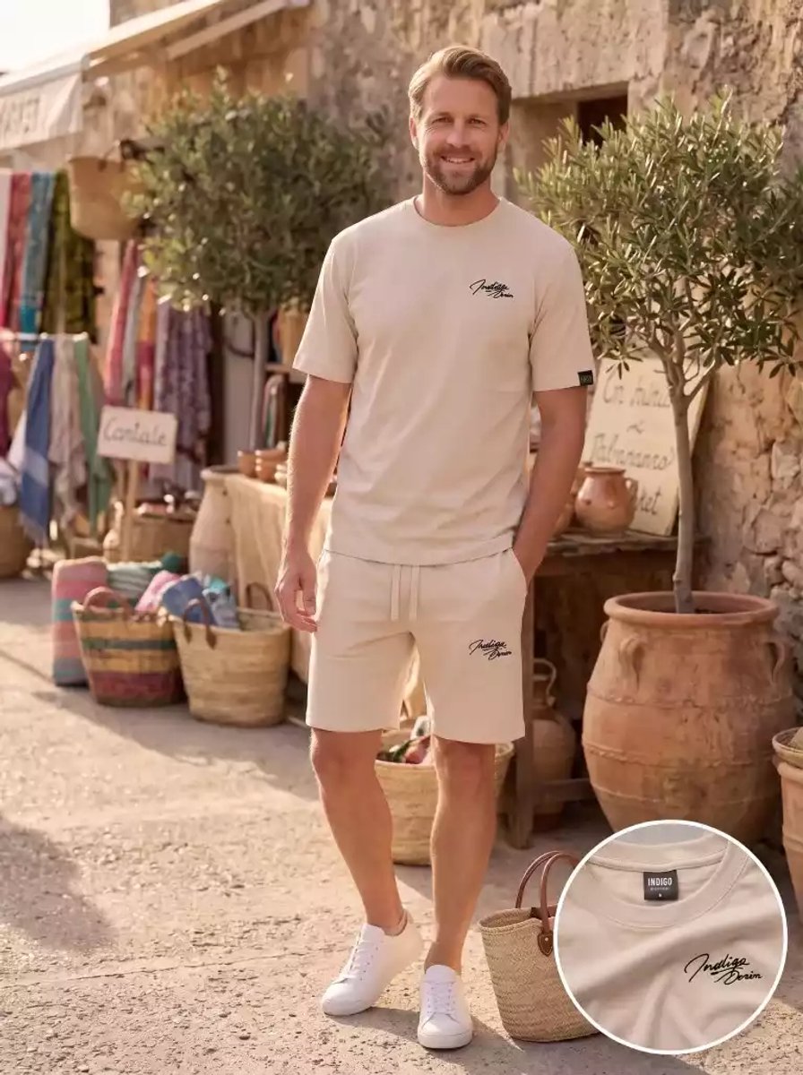 Indigo Denim - Jogging Huispak Katoen - Licht Beige