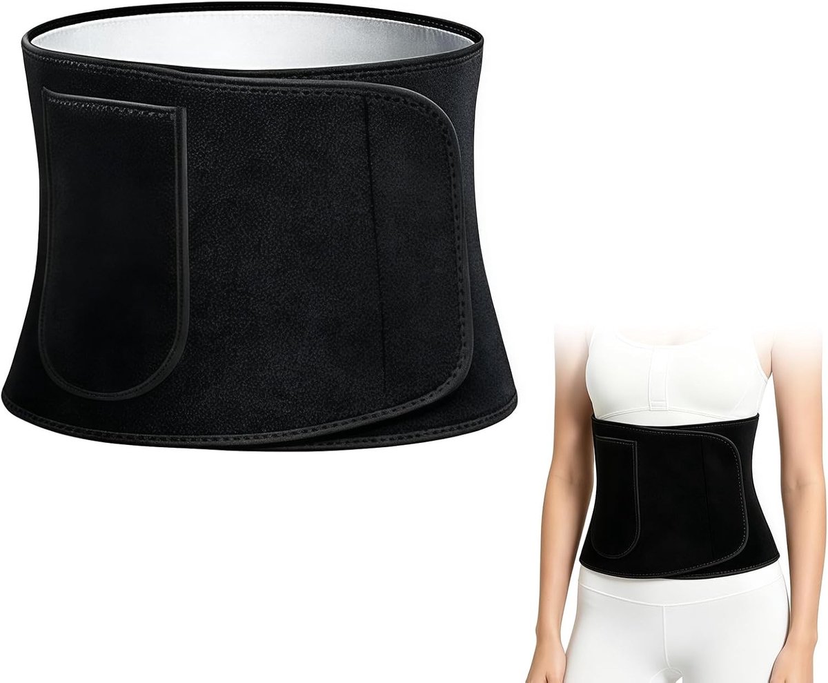 Neopreen Taille Trainer voor Dames - Zwarte Slimming Belt met Zilver Ion - Zweetband voor Compressie en Ondersteuning tijdens Fitness, Yoga en Hardlopen - Maat M