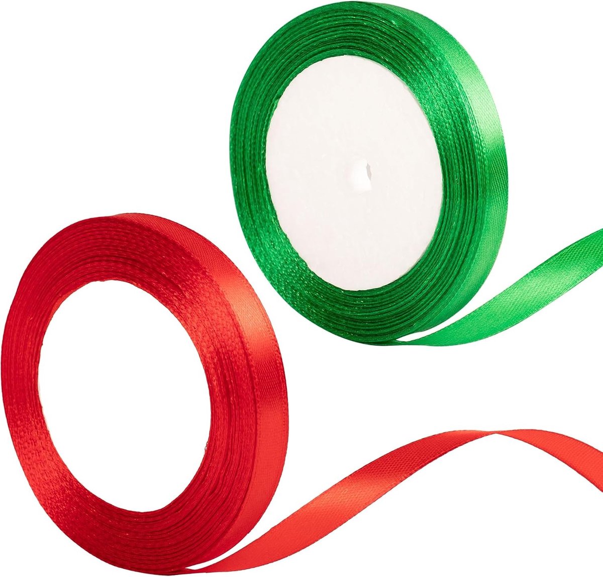 Kerstlint in Rood en Groen van 10mm voor Cadeauverpakking, Versiering en Ambachtelijke Projecten - 22m Satin Lint voor Kerstcadeaus en Decoraties