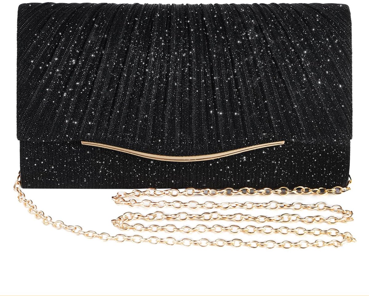 TELAIN Glanzrijke clutch handtas voor dames, elegante avondtas voor bruiloft, cocktail, feest en feestelijke - ShopVlot