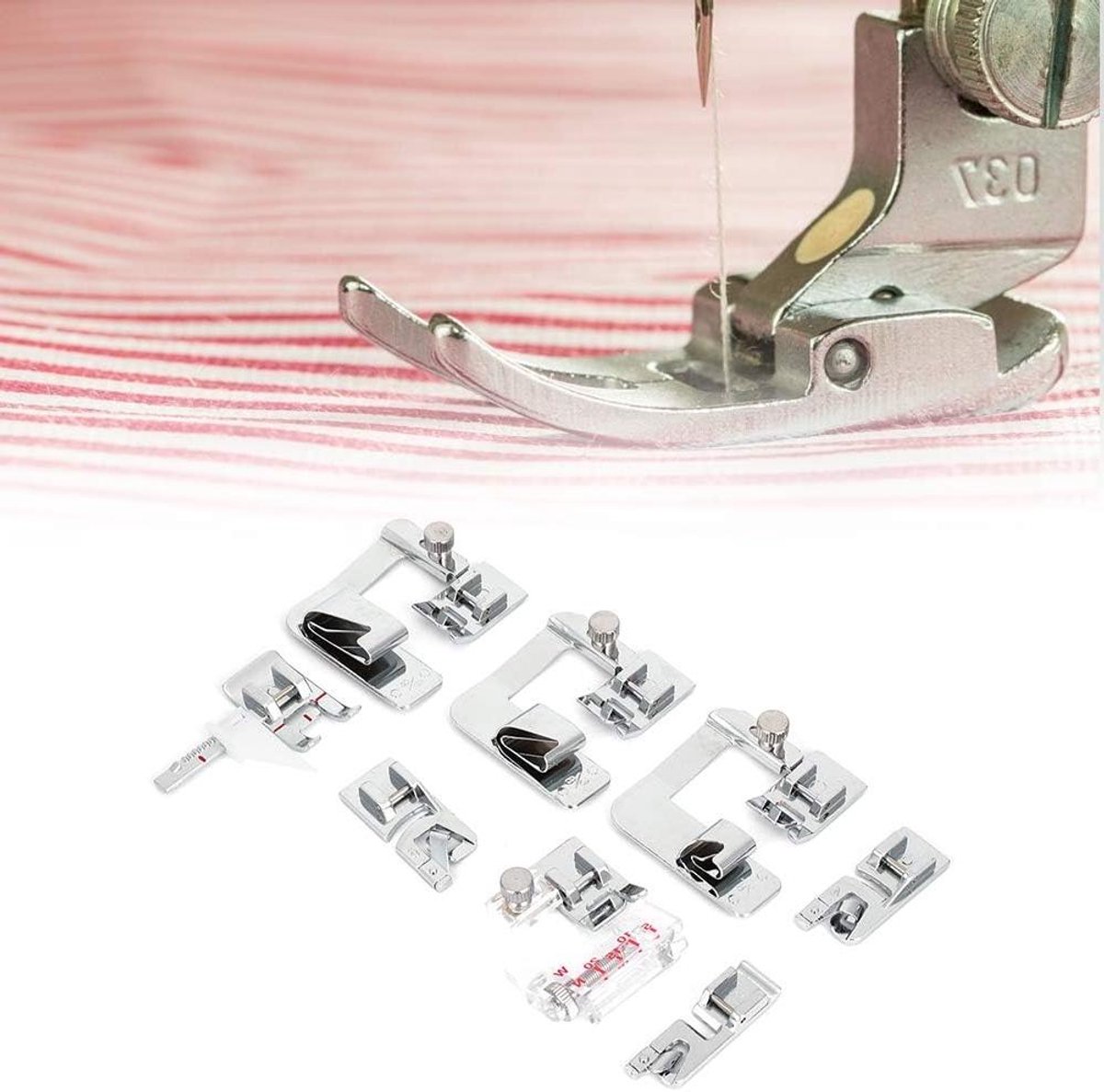 Naaimachine Voet Set - Zoom Voet - Zelf Zomen Maken - Universele Pasvorm - 7 Delig - Zilverkleurig