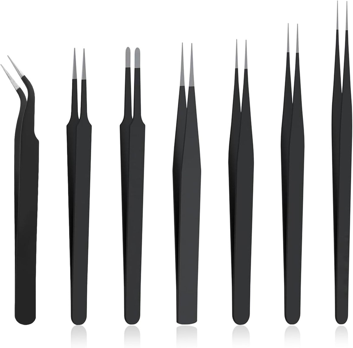 Pincettenset - Roestvrij staal - 5-delige set - Antistatisch - Voor Sieraden, Elektronica en Manicure