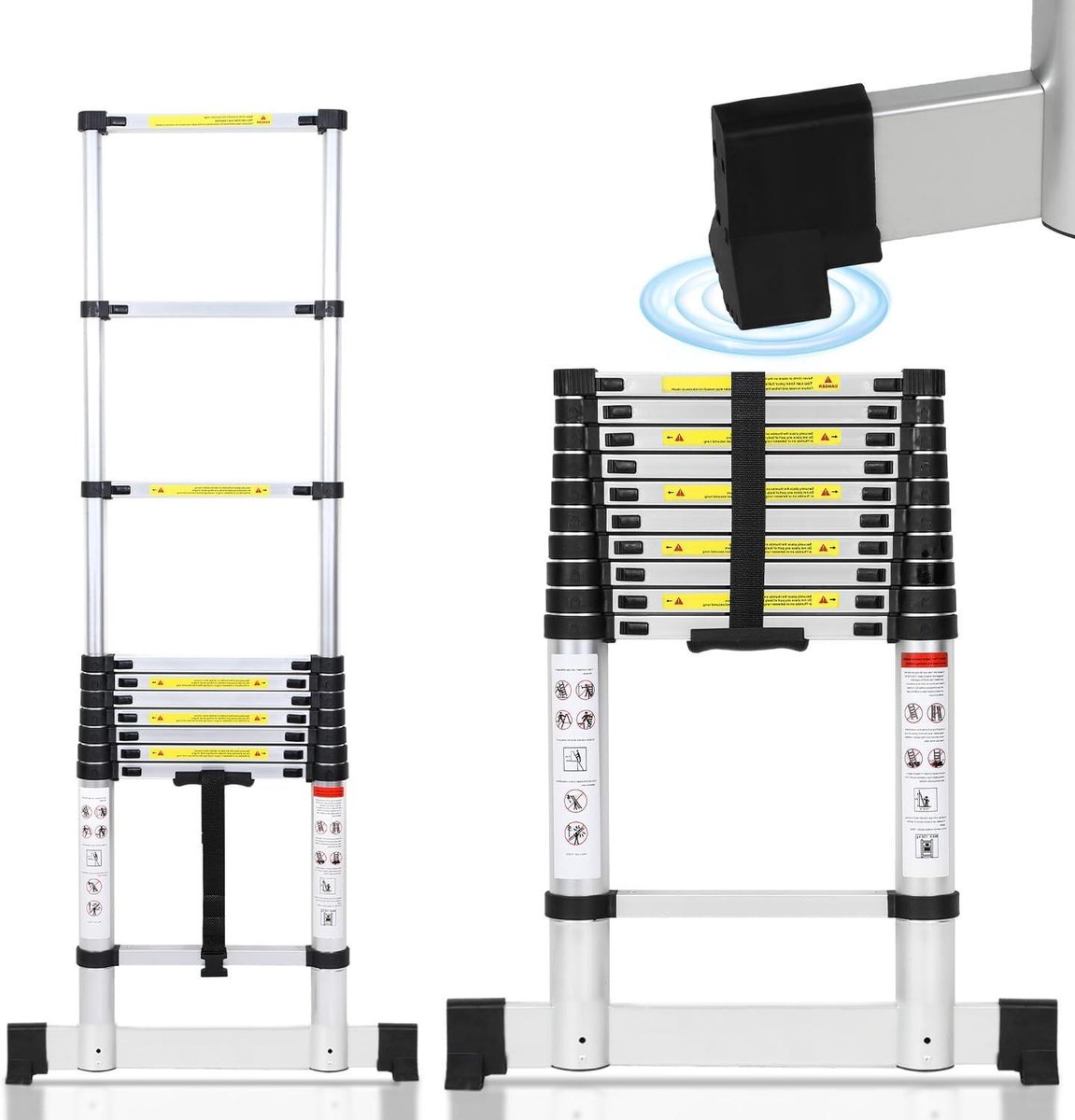 Telescopische Ladder - Uittrekbare Ladder - Klusklare Werkzaamheden - Stabilisator Inbegrepen - 32 Meter - Zilver