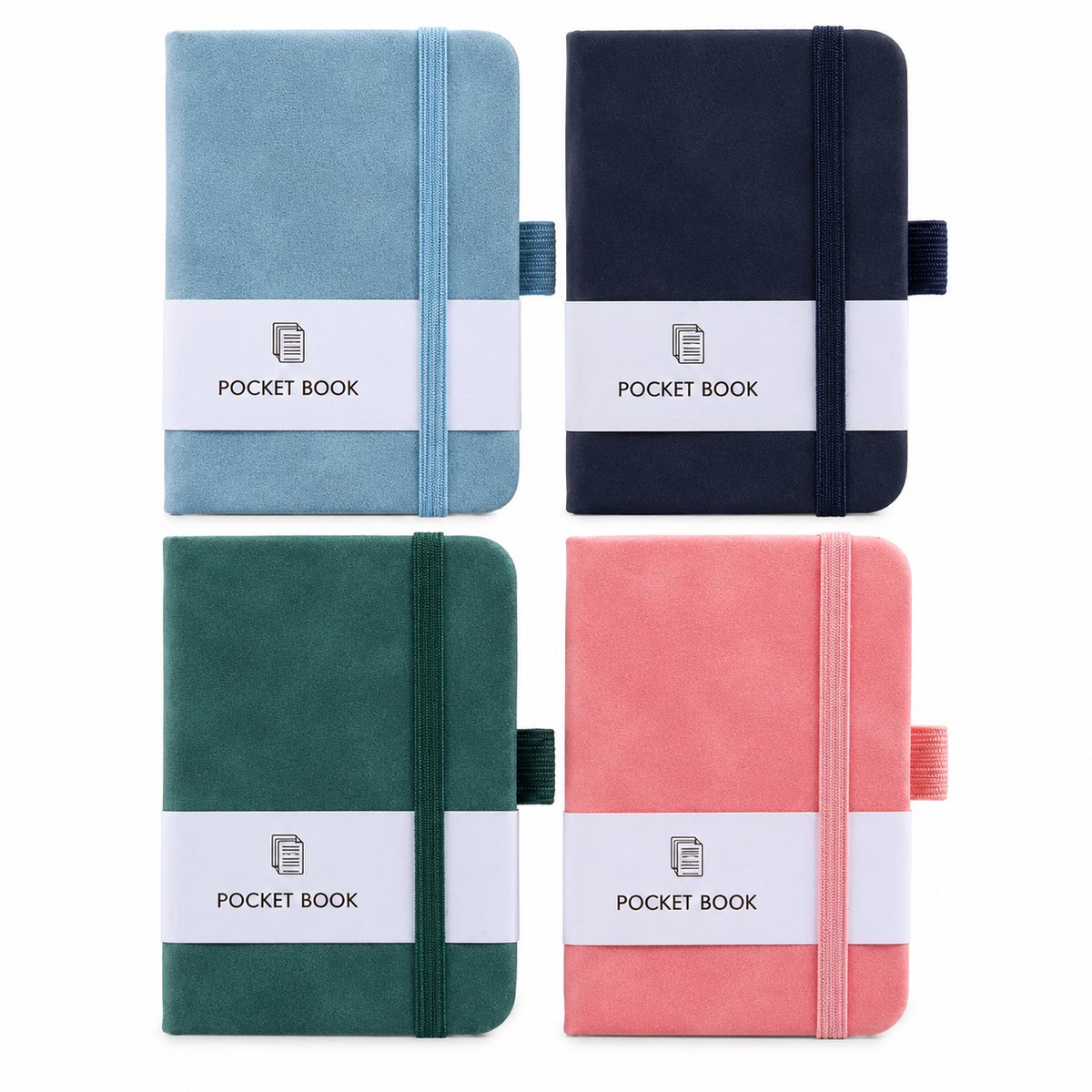 VHV - Klein Notitieboek A7- 4 Stuks - Waterdicht Notebook - 200 Pagina's - 11x8 cm - Voor Werk,Studie,Planning - Blauw,Groen,Zwart,Roze