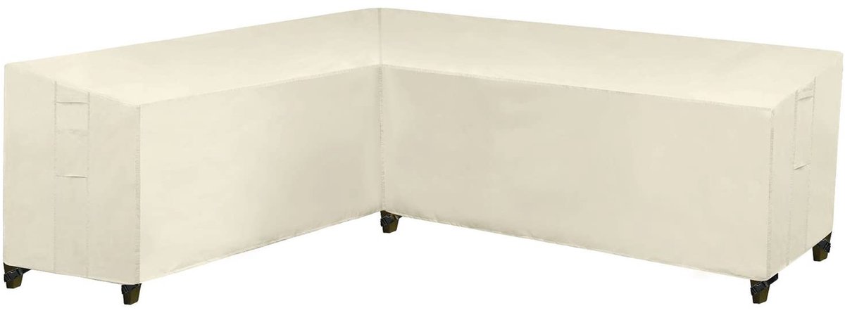 Famanu – Waterdichte L-vorm tuinmeubelen cover, sofa rotan meubelset protector voor buiten, 215 x 215 x 87 x 80 cm, beige