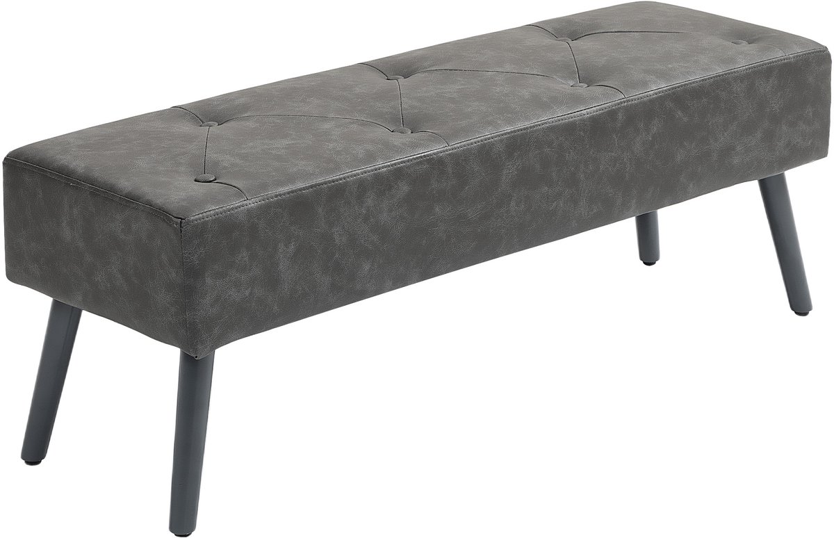 HOMCOM Bedbankje - Bekleding van synthetisch PU-leer - 114x38x42cm - Grijs