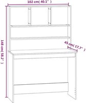vidaXL - Bureau - met - schappen - 102x45x148 - cm - bewerkt - hout - wit