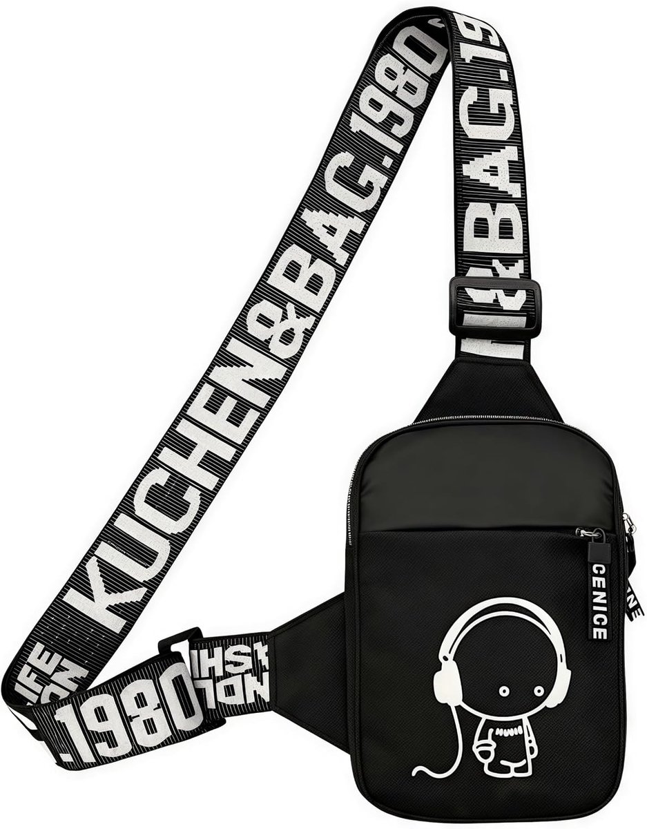 Verstelbare kinder borstzak voor mobiel en sleutels, heuptas voor jongens en meisjes, reflecterend logo, 60-120 cm verstelbaar
