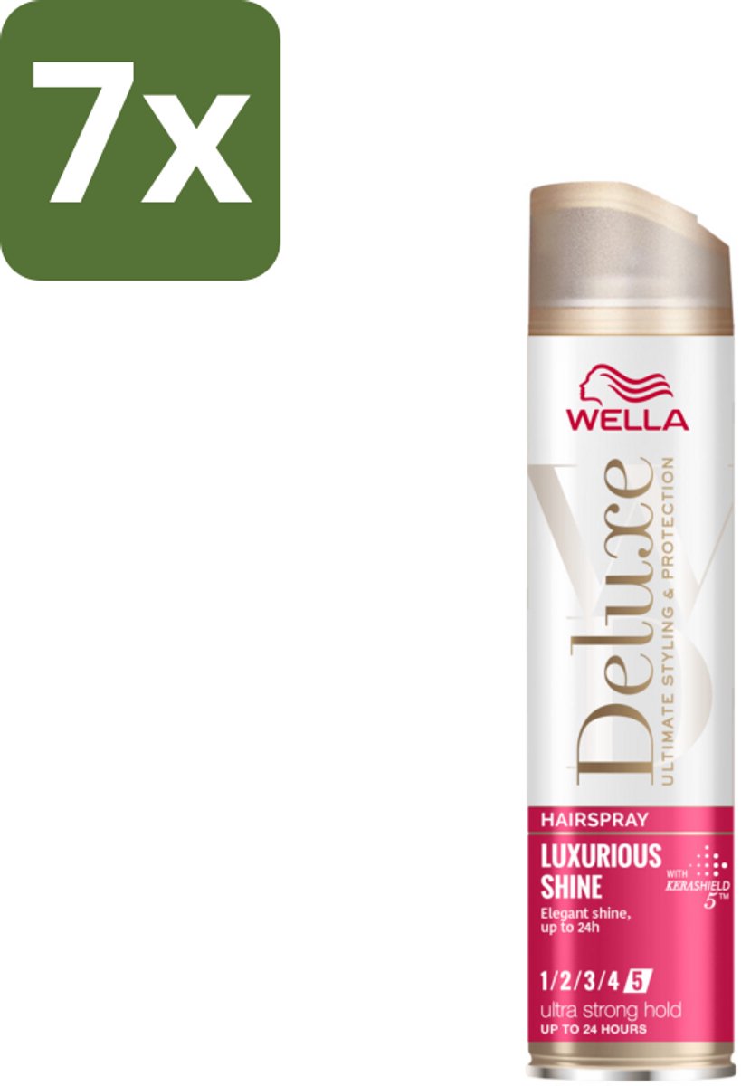 7 x Wella – Deluxe Luxurious Shine – Haarspray – 250 ml - Haarspray - Glans - UV Bescherming - Anti-pluis - Hittebescherming