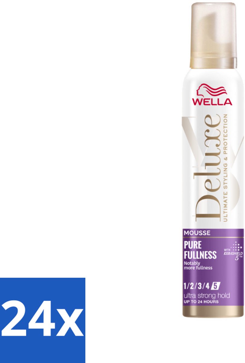 24 x Wella – Deluxe Pure Fullness – Haarmousse – 200 ml - Haarmousse - Volume - Haarbescherming - Kerashield 5 - Anti-pluis
